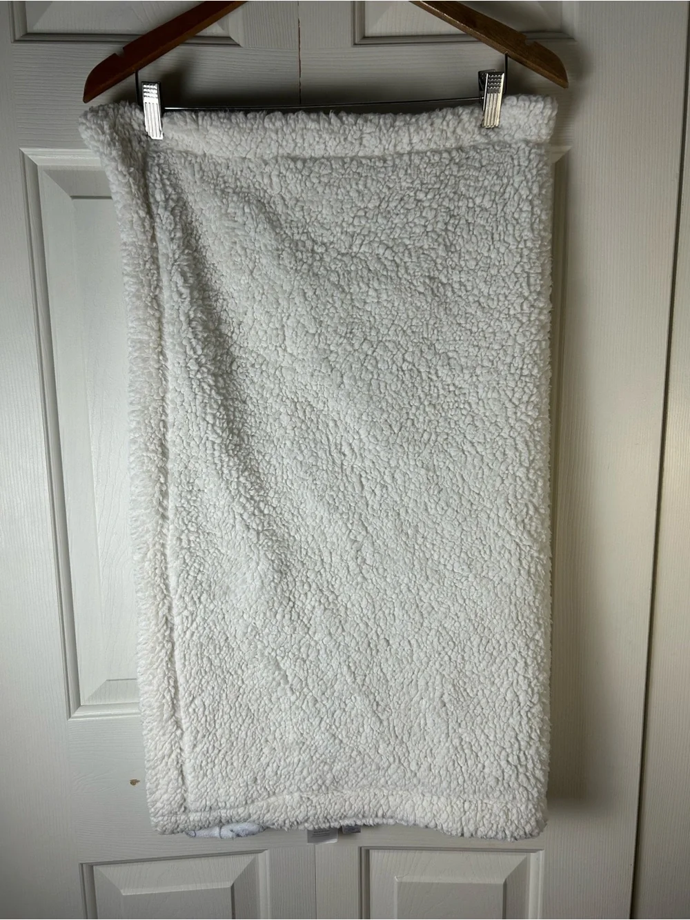 Modern Baby Teddy Bear Face Stars Blanket Gray White Sherpa Security Lovey